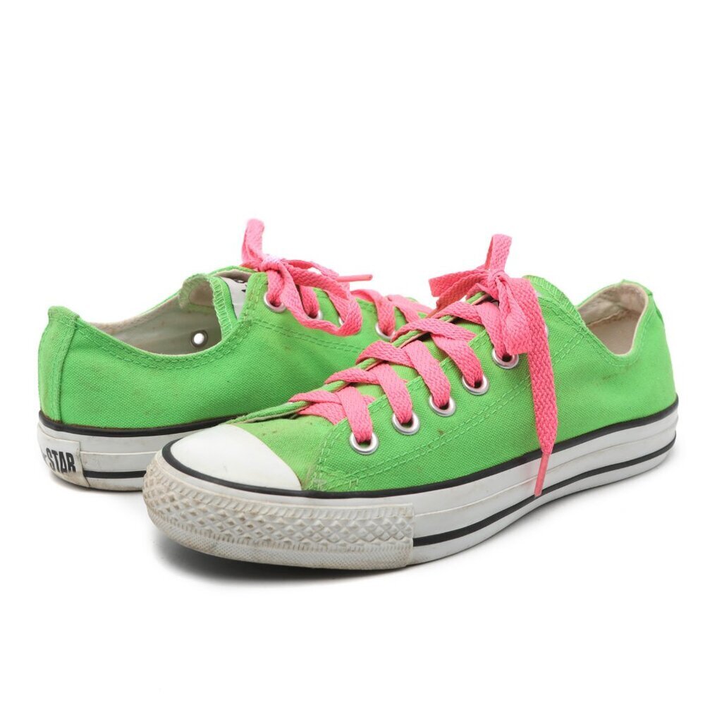 Converse Chuck Taylor All Star Low Top Sneakers Shoes Green Pink Canvas Rubber